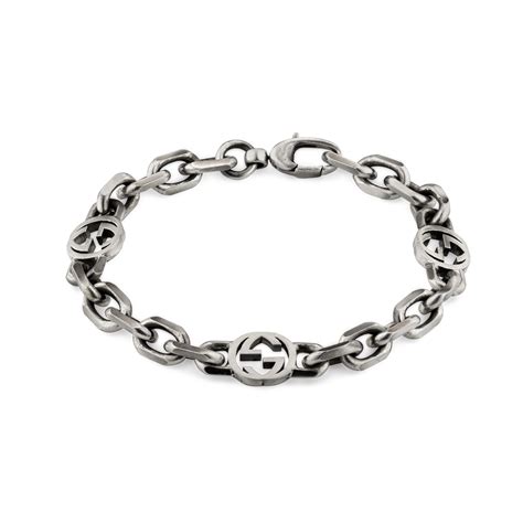 silver bracelet with interlocking g gucci|sterling silver interlocking g bracelet.